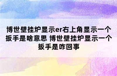 博世壁挂炉显示er右上角显示一个扳手是啥意思 博世壁挂炉显示一个扳手是咋回事